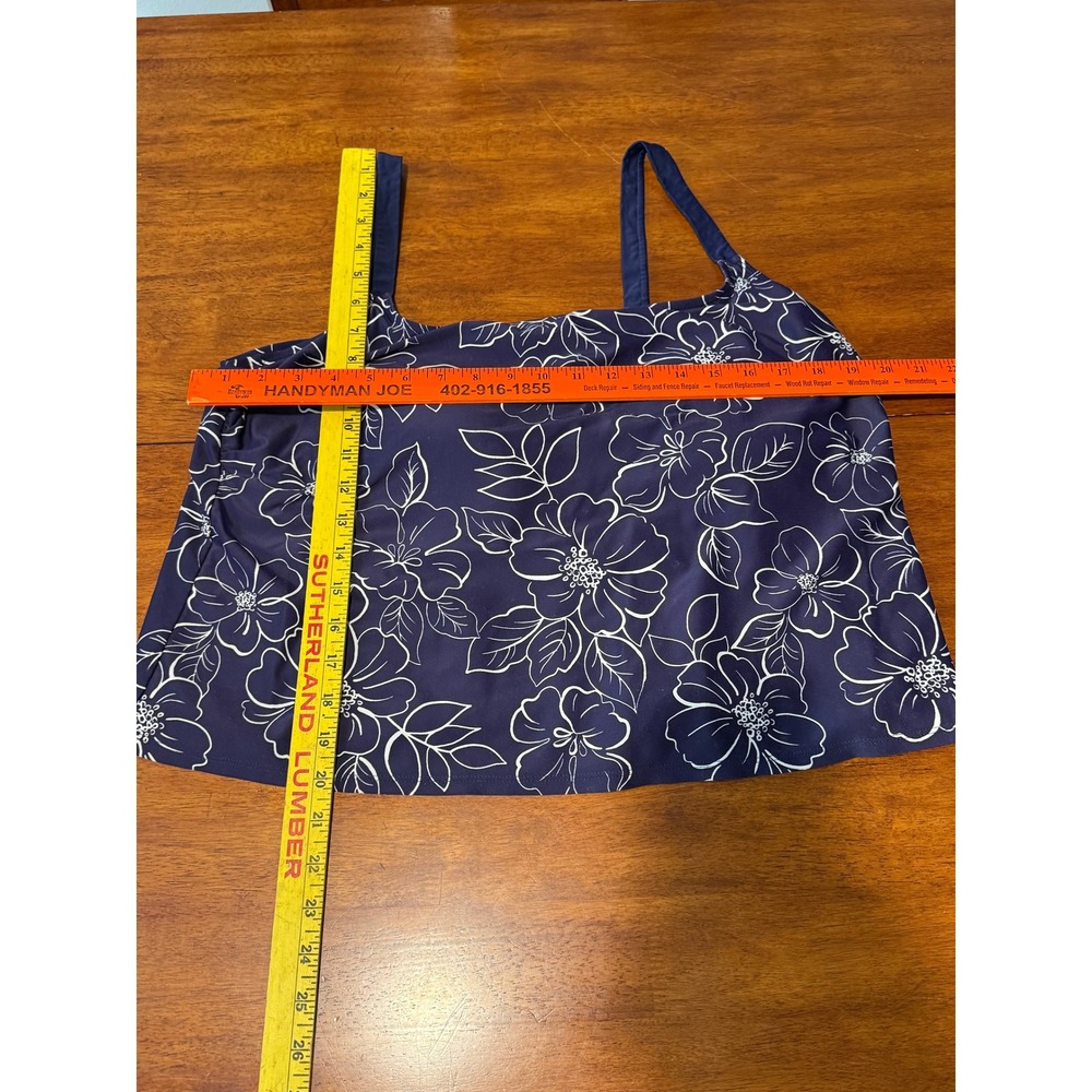 Delta Burke Navy Blue White Floral Tankini Swim Top Plus 20W Square Neck 20 - Picture 3 of 8